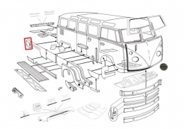 VW Bus T1 T2a Samba Ecke hinten rechts Rep.-Blech (0890-37)