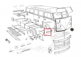 VW Bus T1 55-67 Radhaus vorne innen links, Rep.-Blech (0890-50)