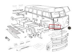 VW Bus T1 -67 Bodenblech Fhrerhaus innen links (0890-12)
