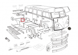 VW Bus T1 Spritzwand im Radhaus hinten rechts Rep.-Blech (0890-57)