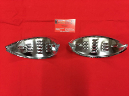 VW Kfer, Bus T2 Scheinwerferschirmchen Schlafaugen Rippen Chrom (0614)