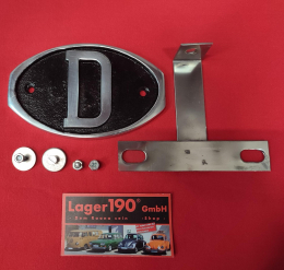VW Kfer D-Schild aus Aluminium mit Halter (01-031)