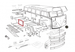 VW Bus T1 Rep.-Blech Ladetr Auenhaut hinten (0890-29)