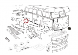 VW Bus T1 Spritzwand im Radhaus rechts Hinterrad Rep.-Blech (0890-55)