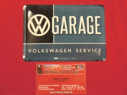 VW Garage Volkswagen Service Blechpostkarte Blechschild Vintage (62-034)