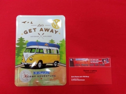 Get Away VW Bus T1 Blechpostkarte Blechschild Postkarte Schild (62-039)