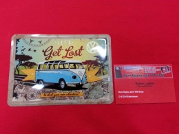 Lets Get Lost VW Bus T1 Blechpostkarte Blechschild Postkarte (62-040)