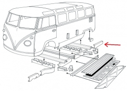 VW Bus T1 Rep.-Blech Rahmenabschnitt Rahmen hinten unten links (0890-70L)