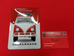 Gute Reise VW Bus T1 Blechpostkarte Blechschild Postkarte (62-051)