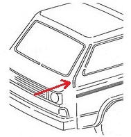 VW Bus T3 Zierleiste A-S�ule links Fahrerseite Original VW (13-144)