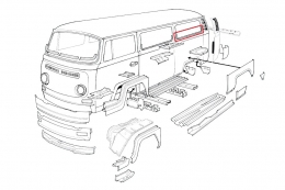 VW Bus T2 Reparaturblech Seitenscheibe Hinten Links Scheibenrahmen (0891-232)