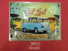 VW Bus Bulli T1 Blechschild Let´s get lost Schild 30x40 cm (62-065)