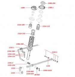 VW Kfer 1302 1303 -73 Gummilager Stabilisator auen Querlenker (1335-250)