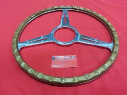 17 Lenkrad Woody Style mit Nabe f�r VW Bus T1 03/55 - 07/67, 16 Zoll (430mm) HELLBRAUN (57-056 S/-008)