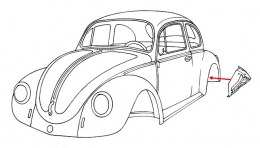 VW Kfer 67- Endspitze hinten links Stostangenhalter Rep.-Blech (0813)