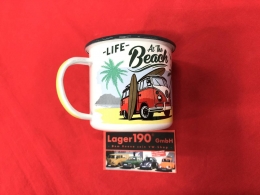 Emaille Becher Tasse VW Bus T1 Life at the beach (62-104)
