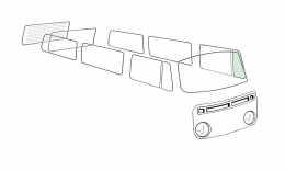 Glasscheibe Dreiecksfenster feststehend, links, Gr�nglas f�r VW Bus T2 08/67-07/79, mit E-Pr�fzeichen (8950-211)