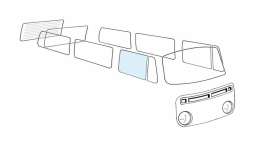 Glasscheibe Trfenster, rechts, Beifahrertr, Klarglas VW Bus T2 08/67-07/79, mit E-Prfzeichen (8950-305)