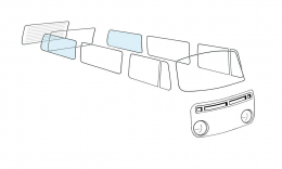 Glasscheibe hintere Seitenscheibe, links / rechts, Klarglas VW Bus T2 08/67-07/79, mit E-Prfzeichen (8950-500)