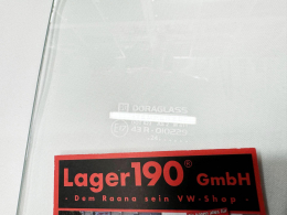 Glasscheibe T�rfenster, rechts, Beifahrert�r, Klarglas VW Bus T3 05/79-07/92, mit E-Pr�fzeichen (8951-305)