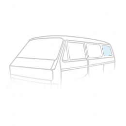 Glasscheibe hintere Seitenscheibe, links / rechts, Klarglas, VW Bus T3 05/79-07/92, mit E-Pr�fzeichen (8951-500)