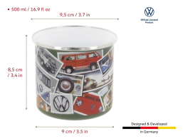 Becher VW Bus Briefmarken emailliert 500ml