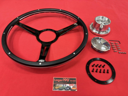 16 Lenkrad Schwarz Woody Style mit Nabe f�r VW Bus T2 08/74- (57-059 81-219 81-220)