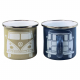 2er Set Becher Tassen VW Bus T1 emailliert blau / grau (07-032)