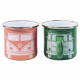2er Set Becher Tassen VW Bus T1 emalliert grün / rosa (07-038)