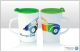 Tasse / Becher Keramik Motiv VW Käfer "bunte Streifen" (23-061)