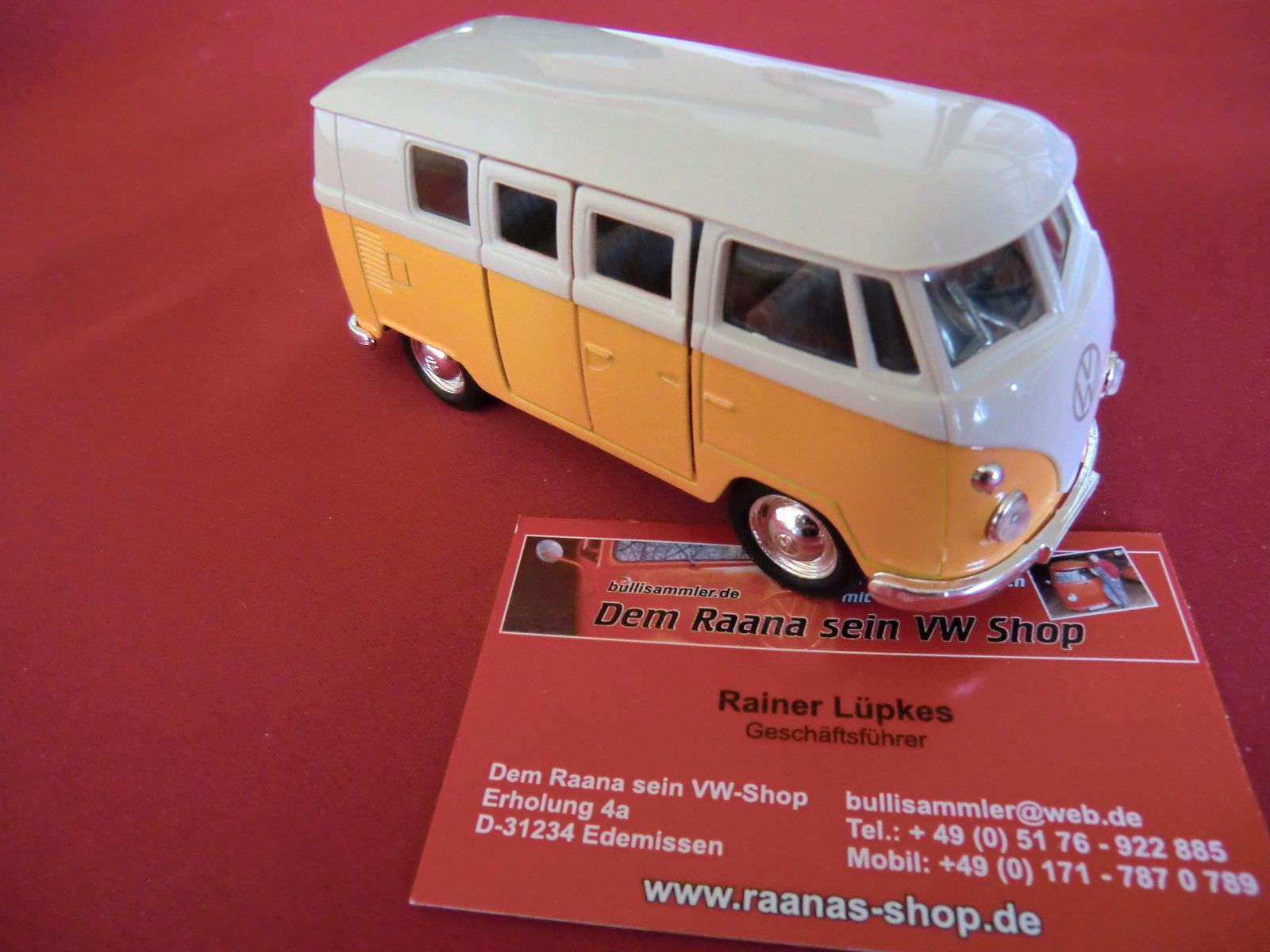 VW Bus T1 gelb-weiß ca WP016 12cm mit Rückzugmotor WELLY Modell Modellauto 