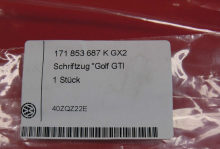 VW Golf 1 GTI Typenschild hinten Schriftzug Heckklappe Heckemblem 171.853.687K GX2 (13-058)