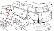 VW Bus T1 -67 Rep.-Blech Motorraumblech innen rechts (0890-49)