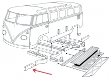 VW Bus T1 Rep.-Blech Rahmenabschnitt Rahmen Lngstrger vorne unten links (0890-64)