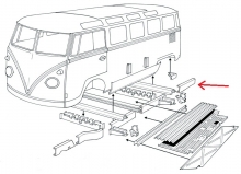 VW Bus T1 Rep.-Blech Rahmenabschnitt Rahmen hinten unten links (0890-70L)