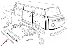 VW Bus T2 67-79 Rep.-Blech Schweller Fahrerseite (0891-300)