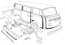 VW Bus T2 67-79 Rep.-Blech Quertrger vorne/hinten unten (0891-580)
