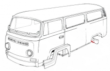 Hinteres Radhausblech links vorne VW Bus T2 68-79 Rep.-Blech (0891-540)