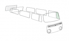 Glasscheibe Ausstellfenster, links, Grünglas für VW Bus T2 08/67-07/79, mit E-Prüfzeichen (8950-201)