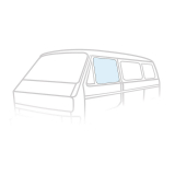 Glasscheibe T�rfenster, links, Fahrert�r, Klarglas VW Bus T3 05/79-07/92, mit E-Pr�fzeichen (8951-300)